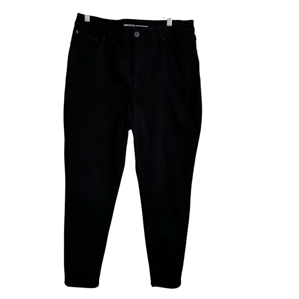 INC‎ Denim Essex Super Skinny Black Jeans High Rise Size 16/33S